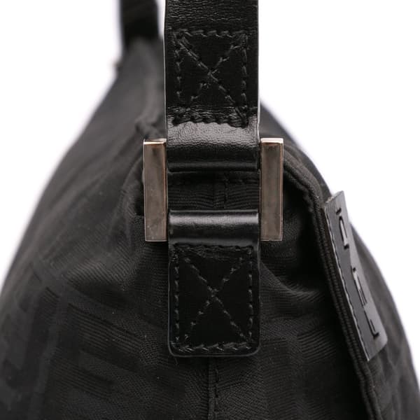 Pre-owned Fendi Zucca Canvas Flap Shoulder Bag Black