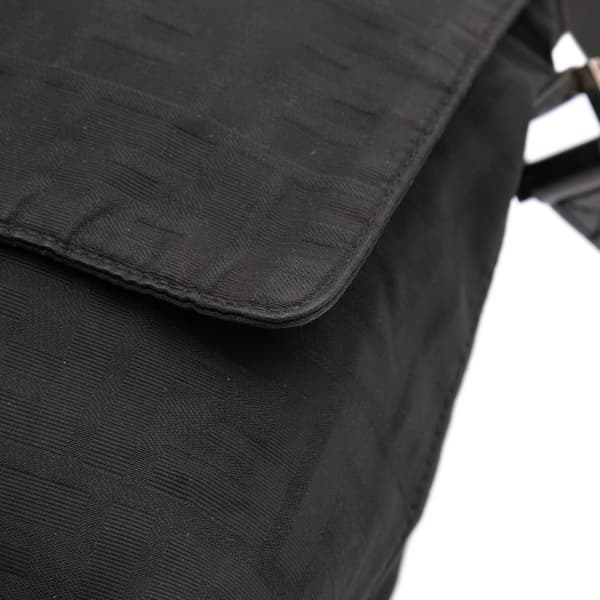 Pre-owned Fendi Zucca Canvas Flap Shoulder Bag Black