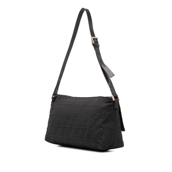 Pre-owned Fendi Zucca Canvas Flap Shoulder Bag Black