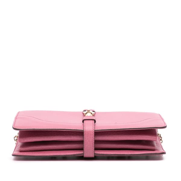Pre-owned Gucci Pebbled Calfskin Piston Broadway Evening Bag Pink