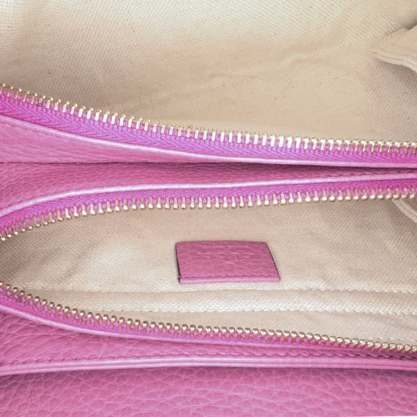Pre-owned Gucci Pebbled Calfskin Piston Broadway Evening Bag Pink
