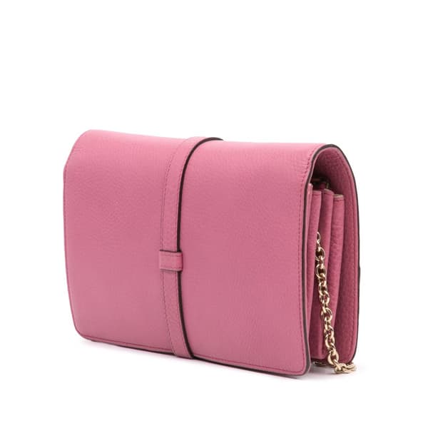 Pre-owned Gucci Pebbled Calfskin Piston Broadway Evening Bag Pink