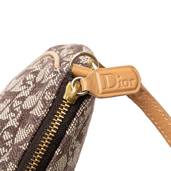 Pre-owned Dior Mini Diorissimo Canvas Saddle Pochette Brown
