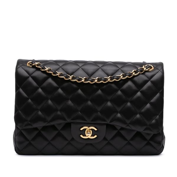 Pre-owned Chanel Jumbo Classic Lambskin Double Flap Black