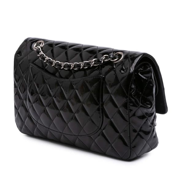 Pre-owned Chanel Medium Classic Patent Double Flap Black