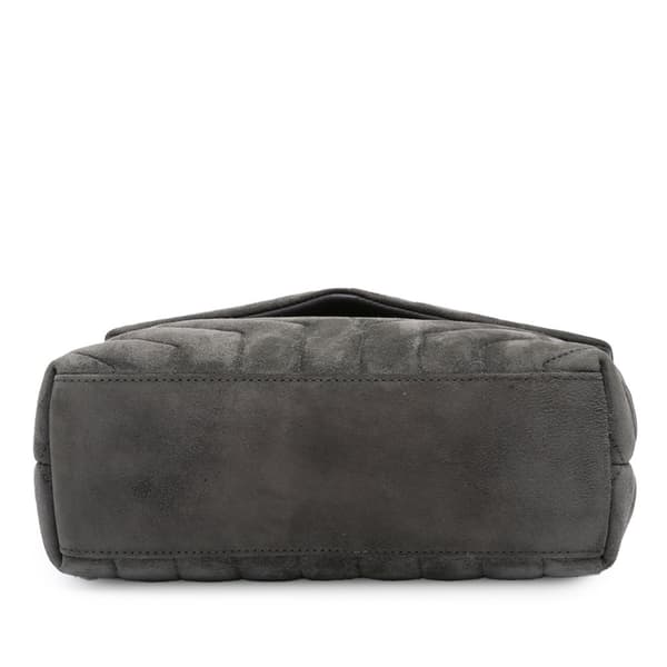 Pre-owned Saint Laurent Small Suede Loulou Shoulder Bag Gray