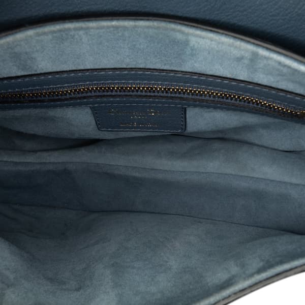 Pre-owned Dior Leather Saddle Bag Blue