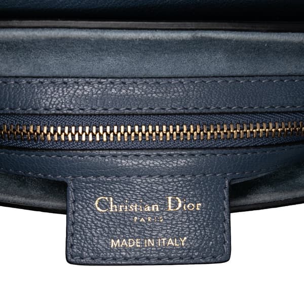 Pre-owned Dior Leather Saddle Bag Blue
