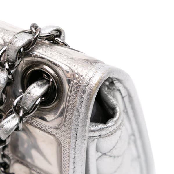 Pre-owned Chanel Vinyl Ice Cube Flap Silver