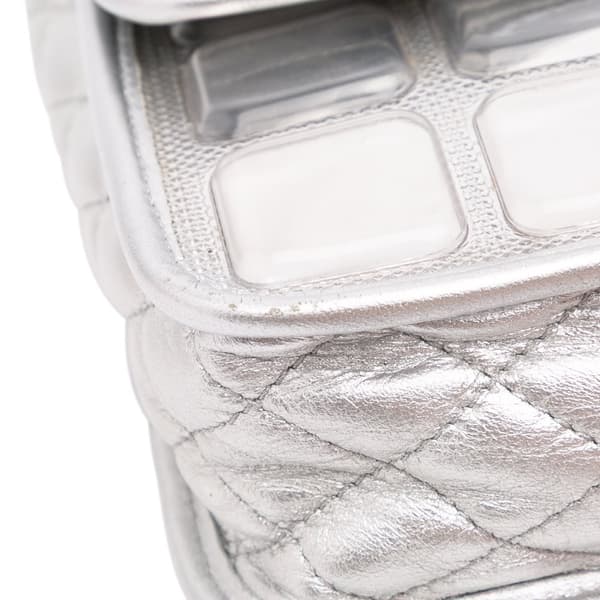 Pre-owned Chanel Vinyl Ice Cube Flap Silver