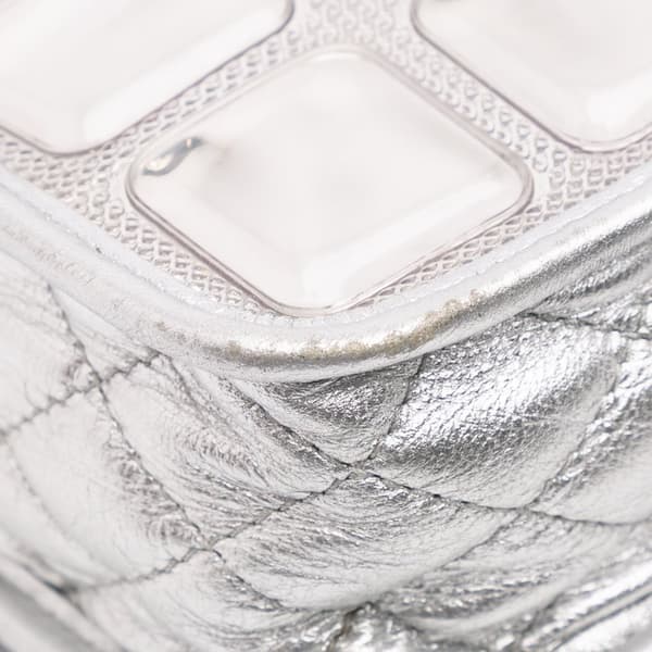 Pre-owned Chanel Vinyl Ice Cube Flap Silver