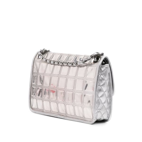 Pre-owned Chanel Vinyl Ice Cube Flap Silver