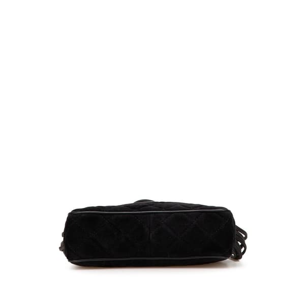 Pre-owned Chanel CC Quilted Suede Shoulder Bag Black