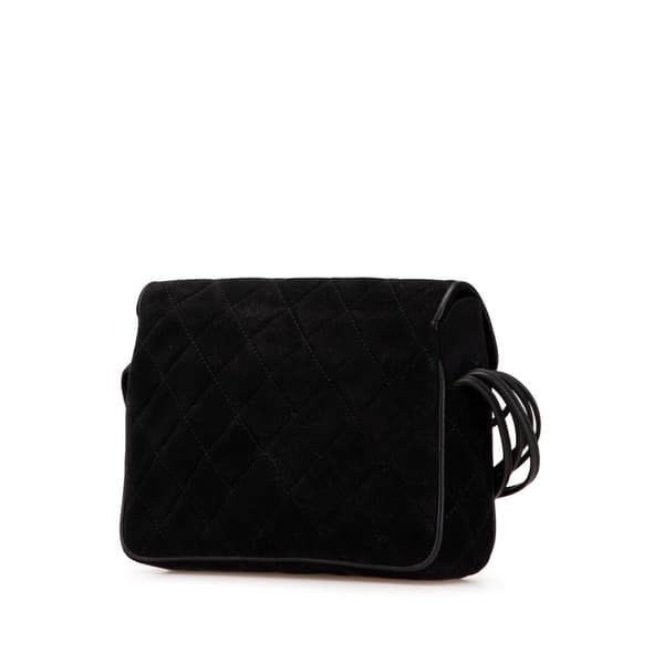 Pre-owned Chanel CC Quilted Suede Shoulder Bag Black