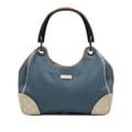 Miniatyrbild 1 av 10: Pre-owned Gucci Canvas and Guccissima Bamboo Shoulder Bag Blue