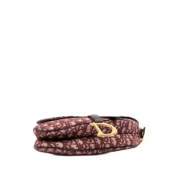 Pre-owned Dior Oblique Canvas Saddle Bag Red