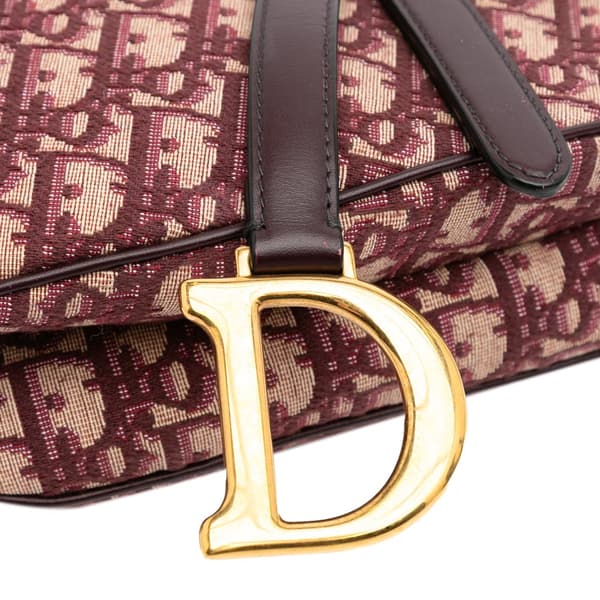 Pre-owned Dior Oblique Canvas Saddle Bag Red
