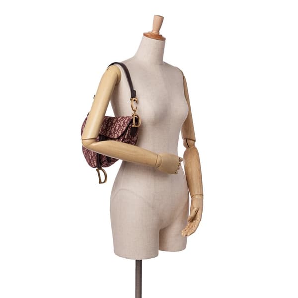 Pre-owned Dior Oblique Canvas Saddle Bag Red