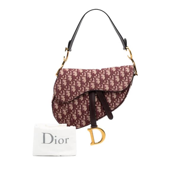 Pre-owned Dior Oblique Canvas Saddle Bag Red