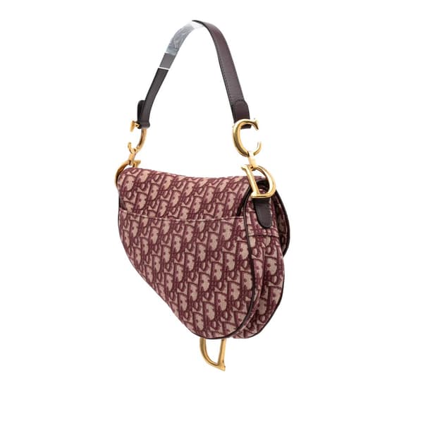 Pre-owned Dior Oblique Canvas Saddle Bag Red