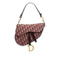 Miniatyrbild 1 av 10: Pre-owned Dior Oblique Canvas Saddle Bag Red