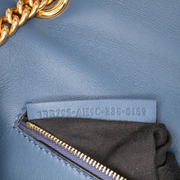 Pre-owned Fendi Large Zucca Embossed Leather Baguette Shoulder Bag Blue