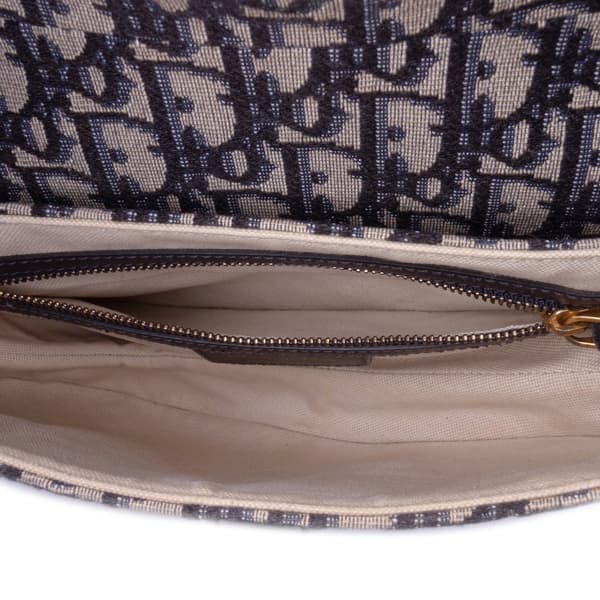 Pre-owned Dior Oblique Canvas Saddle Bag Blue