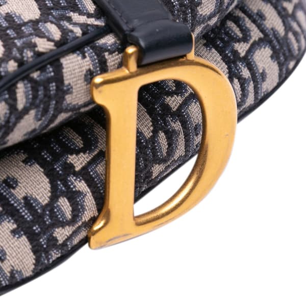 Pre-owned Dior Oblique Canvas Saddle Bag Blue
