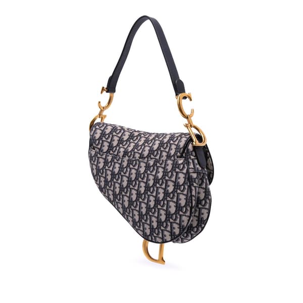 Pre-owned Dior Oblique Canvas Saddle Bag Blue