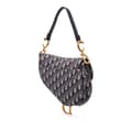 Miniatyrbild 2 av 10: Pre-owned Dior Oblique Canvas Saddle Bag Blue