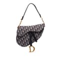 Miniatyrbild 1 av 10: Pre-owned Dior Oblique Canvas Saddle Bag Blue