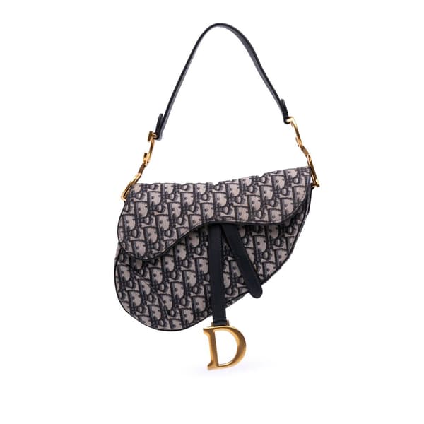 Pre-owned Dior Oblique Canvas Saddle Bag Blue