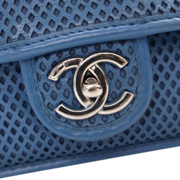 Pre-owned Chanel Medium Perforated Calfskin Up In The Air Flap Blue