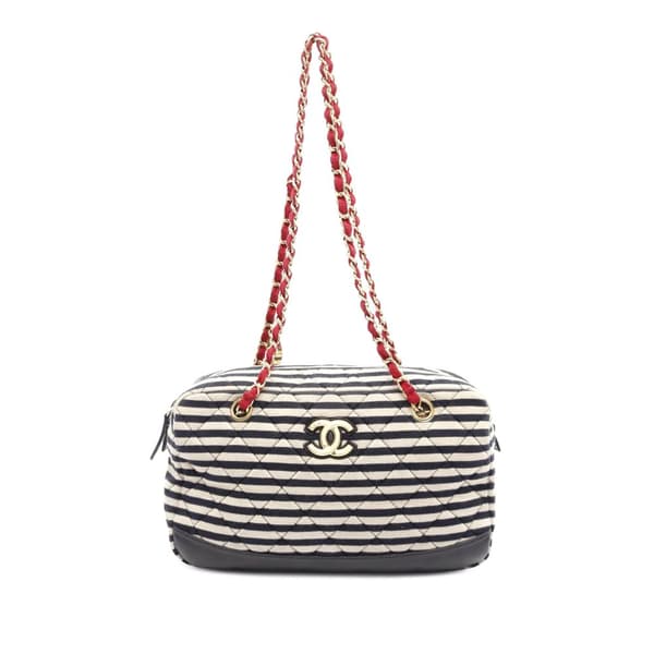 Pre-owned Chanel Quilted Jersey and Lambskin Coco Sailor Camera Bag Black