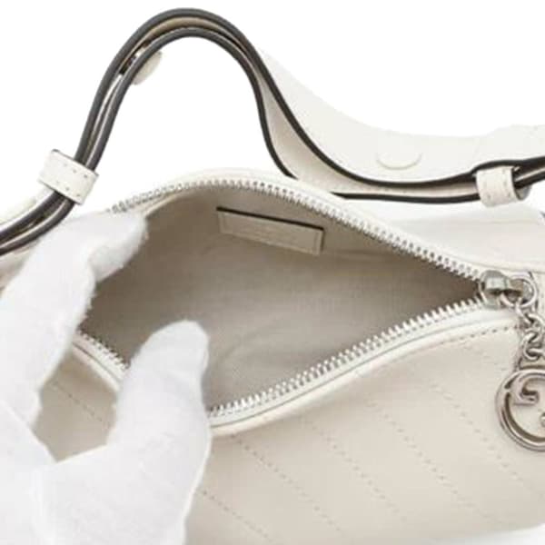 Pre-owned Gucci Mini Leather Blondie Shoulder Bag White