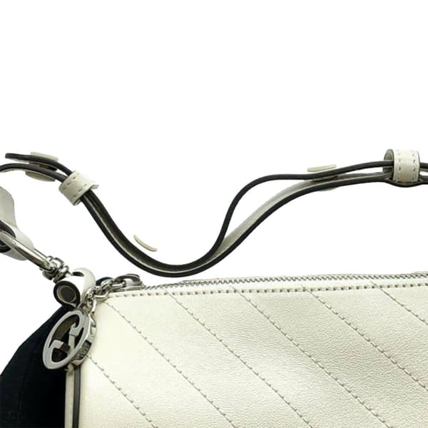 Pre-owned Gucci Mini Leather Blondie Shoulder Bag White