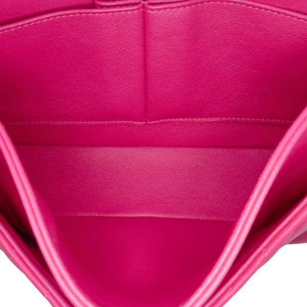Pre-owned Chanel Medium Classic Chevron Lambskin Double Flap Pink