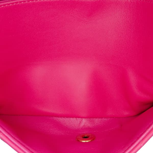 Pre-owned Chanel Medium Classic Chevron Lambskin Double Flap Pink