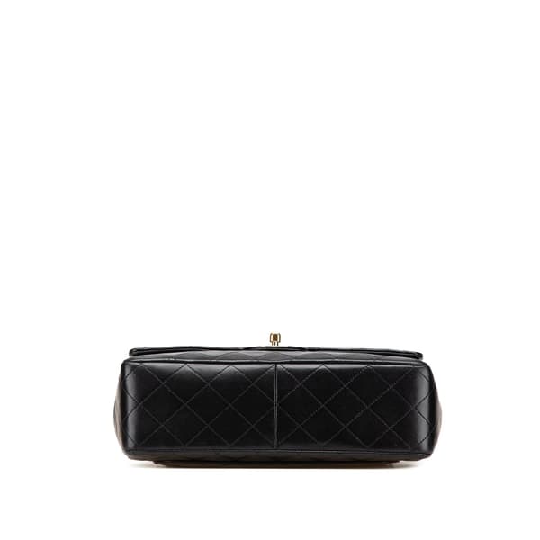 Pre-owned Chanel Medium Tall Classic Lambskin Double Flap Black