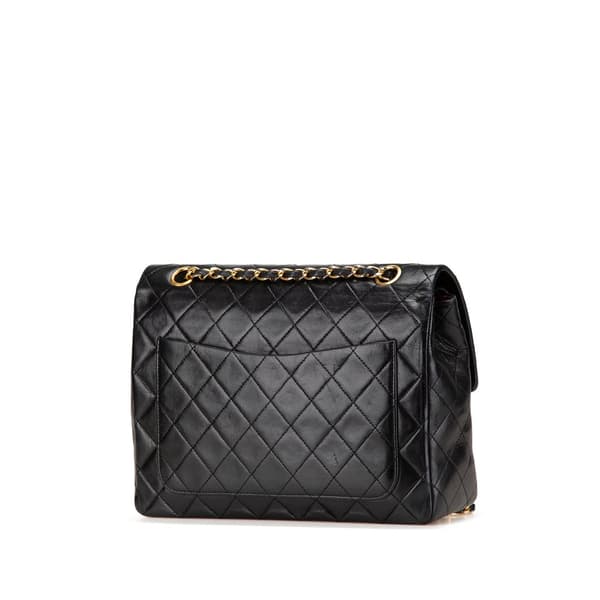 Pre-owned Chanel Medium Tall Classic Lambskin Double Flap Black