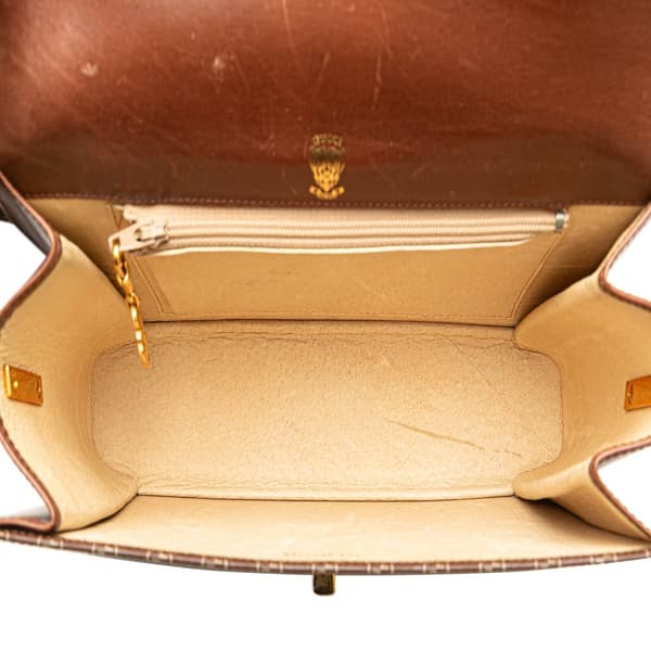 Pre-owned Gucci Micro GG Coated Canvas Web Shoulder Bag Brown