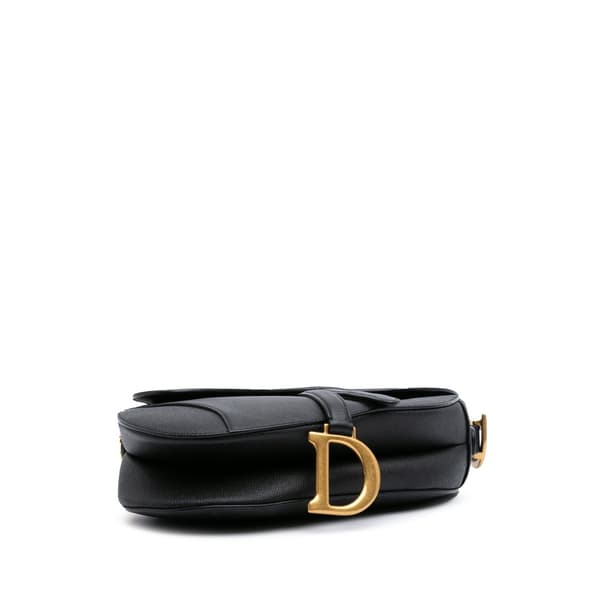 Pre-owned Dior Grained Calfskin Saddle Bag Black