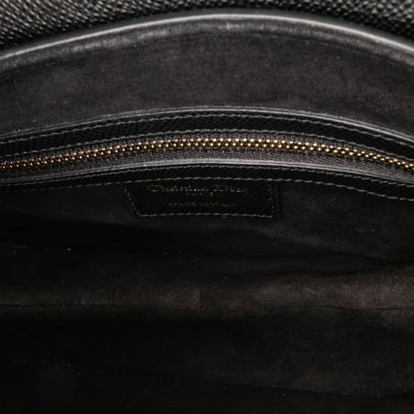 Pre-owned Dior Grained Calfskin Saddle Bag Black
