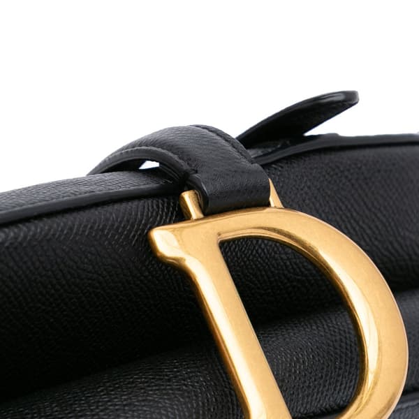 Pre-owned Dior Grained Calfskin Saddle Bag Black
