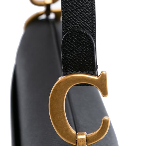 Pre-owned Dior Grained Calfskin Saddle Bag Black