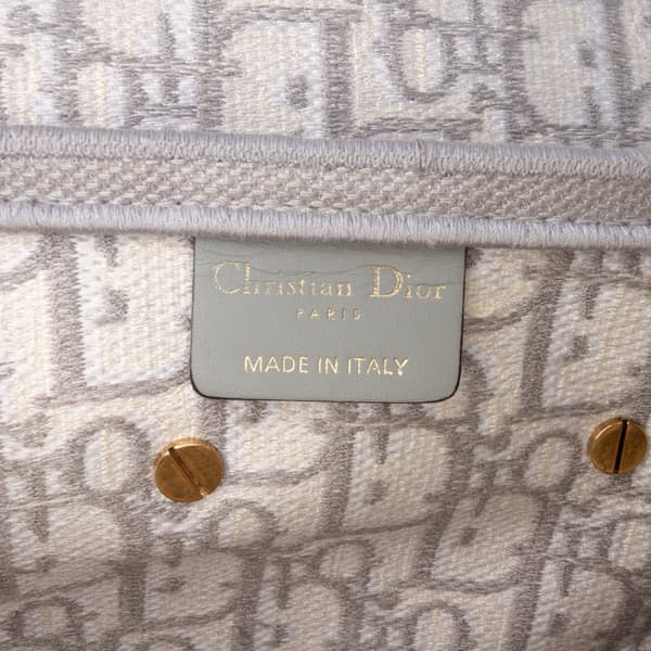 Pre-owned Dior Oblique Canvas Embroidered Saddle Bag Gray