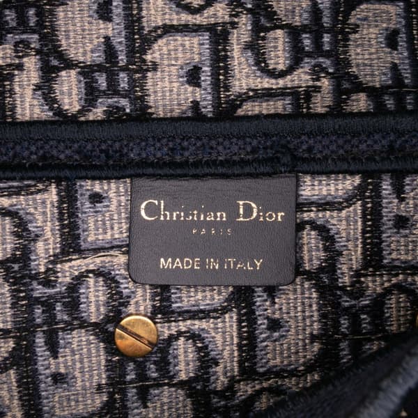 Pre-owned Dior Oblique Embroidered Canvas Saddle Bag Blue