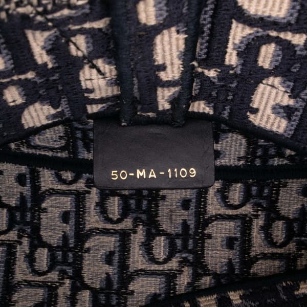 Pre-owned Dior Oblique Embroidered Canvas Saddle Bag Blue