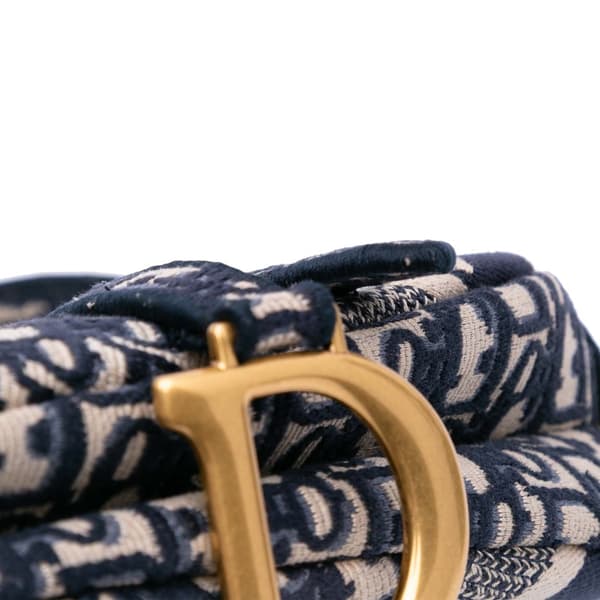 Pre-owned Dior Oblique Embroidered Canvas Saddle Bag Blue