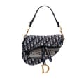 Miniatyrbilde 1 av 10: Pre-owned Dior Oblique Embroidered Canvas Saddle Bag Blue
